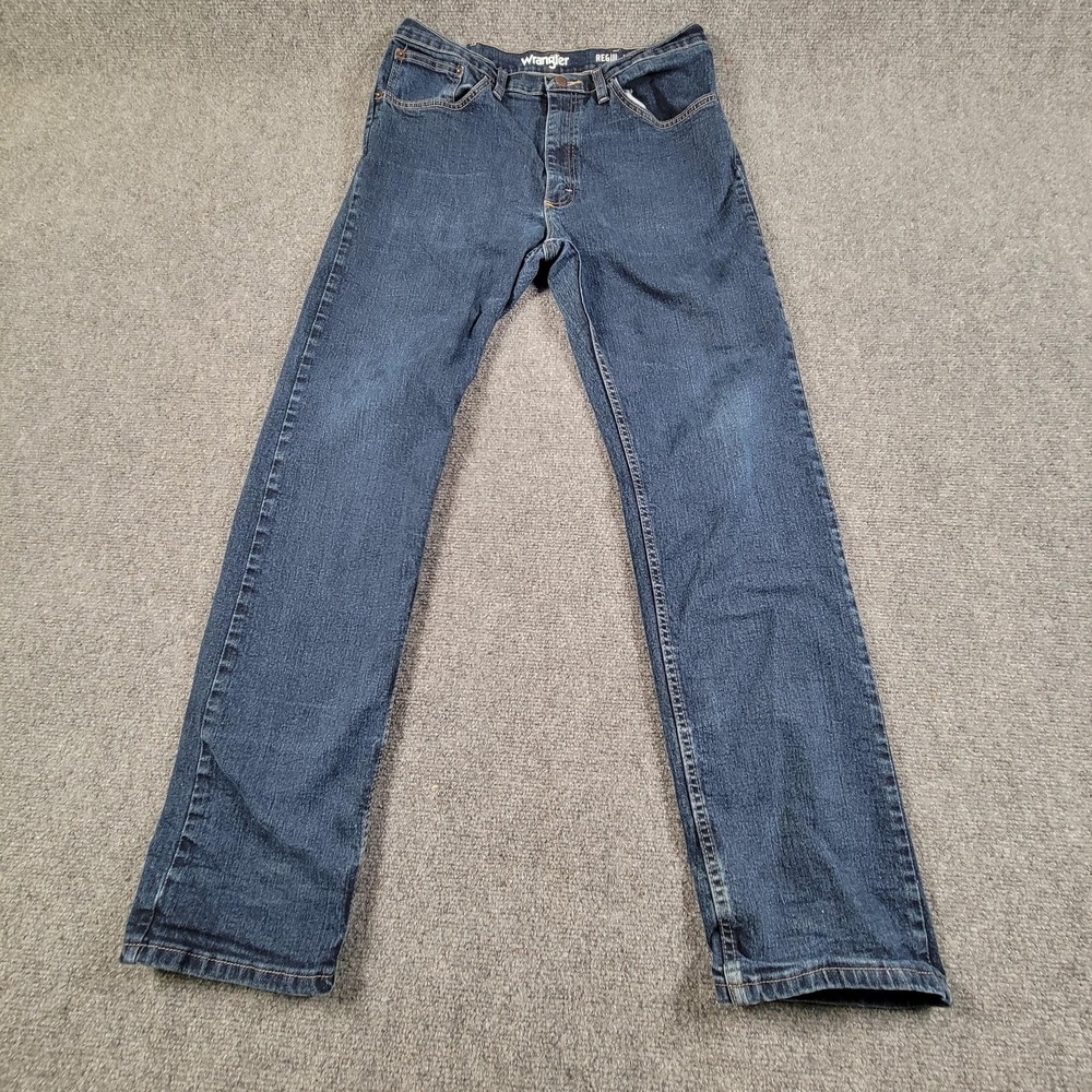 Wrangler Jeans Mens‎ 32x32 Blue Regular Fit Straight Leg Stretch Denim 5 Pocket